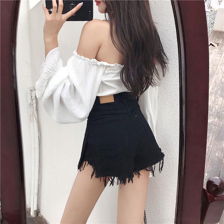 WTEMPO Summer Big Pocket Denim Shorts Women High Waist Fashion Irregular Rough Edge A-line Wide-leg Pants