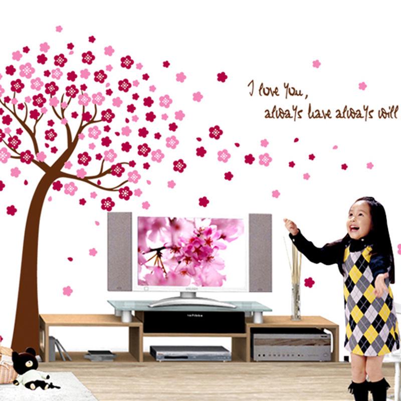 Peach tree decoration stickers living room sofa TV background wall stickers