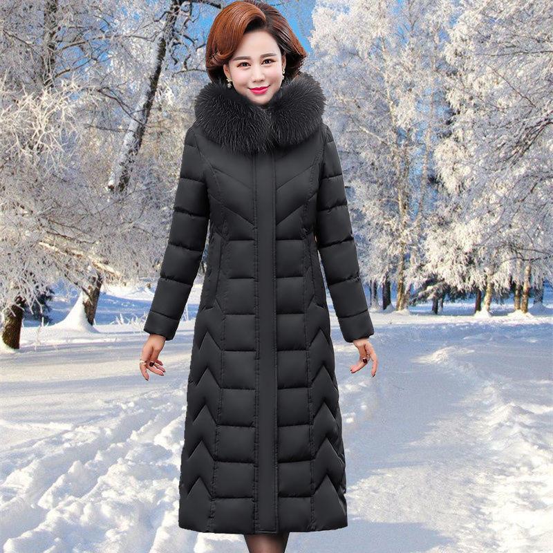 Women's Mid-length Down Jacket Winter Korean Loose Cotton Clothes Casual Hooded Padded Jacket Quilted Jacket