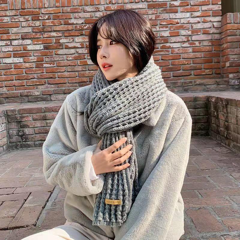 Winter Women's Scarf Retro Long Knitted Scarf Thicken Lengthen Woolen Scarf Shawl