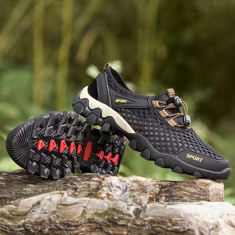 Summer Men's Shoes Breathable Openwork Net Shoes Outdoor Water Sports Shoes Korean Version of The Wild Casual Shoes Dad Fitness Shoes