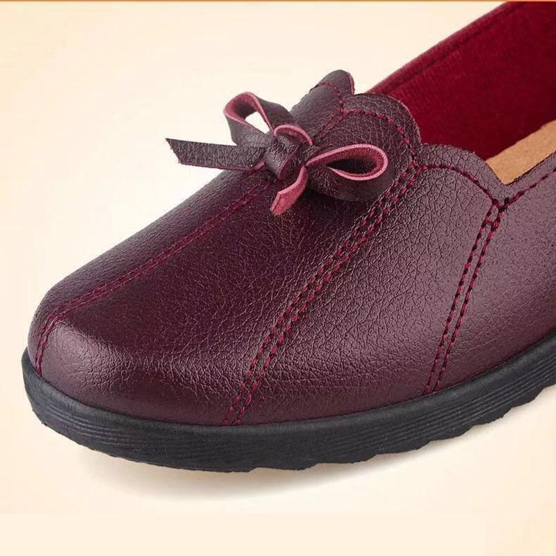 Mother Shoes Soft Sole Comfortable Middle-aged and Elderly Women's Shoes Spring and Autumn Flat Non-slip Single Shoes Old Leather Shoes