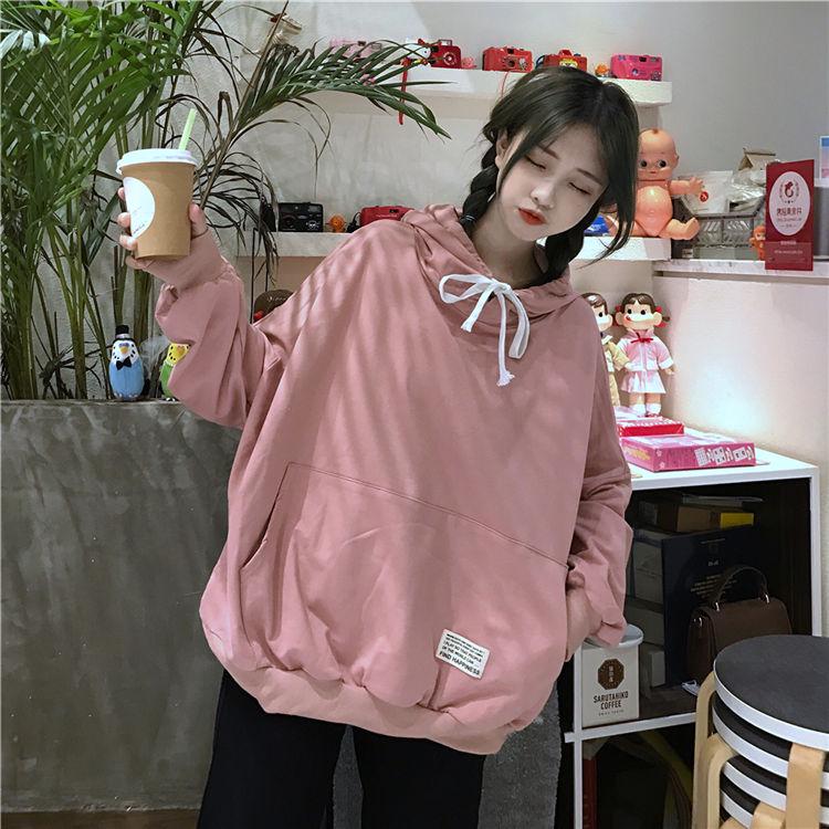 Large Size Long Sleeve Warm Hooded Tops Spring and Autumn Sweater Pure Cotton Women's Jersey Wild