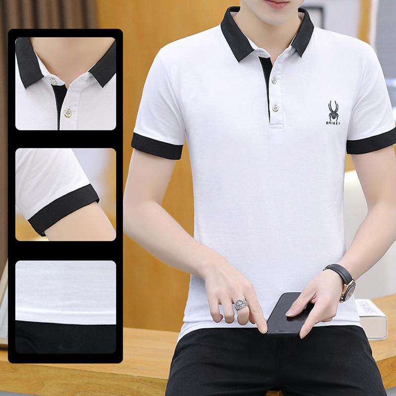 Spring and Summer Men's T-shirt Short-sleeved Polo Shirts Men's Cotton T-shirts Men's Shirt Collar Slim Tops Men's Bottoming Shirt Clothes