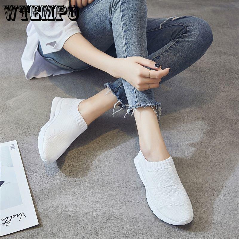 Socks Shoes Women's Casual Platform Women's Shoes 2019 New Flat Bottom Sports Shoes