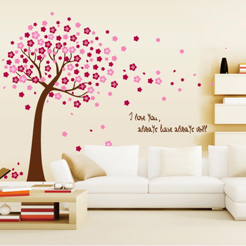 Peach tree decoration stickers living room sofa TV background wall stickers