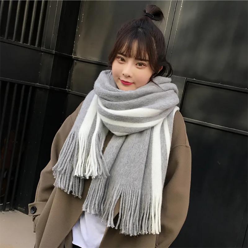 Winter Scarves Women Korean Version Wild Long Thick Warmth Ladies Cute Woolen Scarf