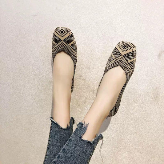 Flat Women's Shoes Knitted Single Shoes Spring and Summer Breathable Soft-soled Ballet All-match Fly Woven Lazy Shoes