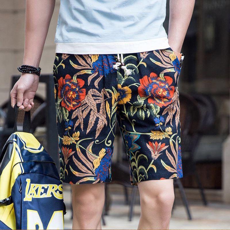 Men's Summer Shorts Five-point Pants Hemp Rope Men's Beach Pants Tide Loose Big Pants Casual Youth Mid-pants