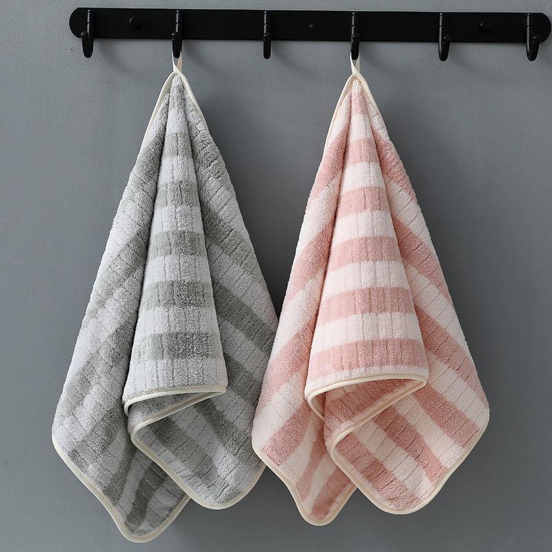 2pcs Pure Cotton Towel Household Men and Women Wash Face Bath Towel Thickened Quick-drying Water-absorbing Soft Towel