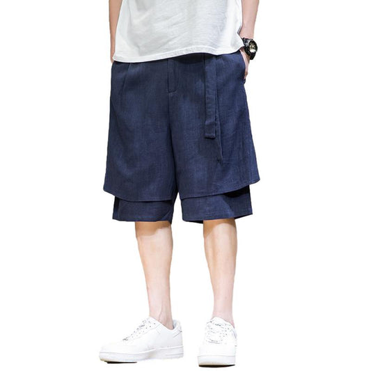 Chinese Style Men's Cotton and Linen Five-point Pants, Men's Summer Loose Sports Pants, Men's Large Size Shorts, Linen Casual Pants