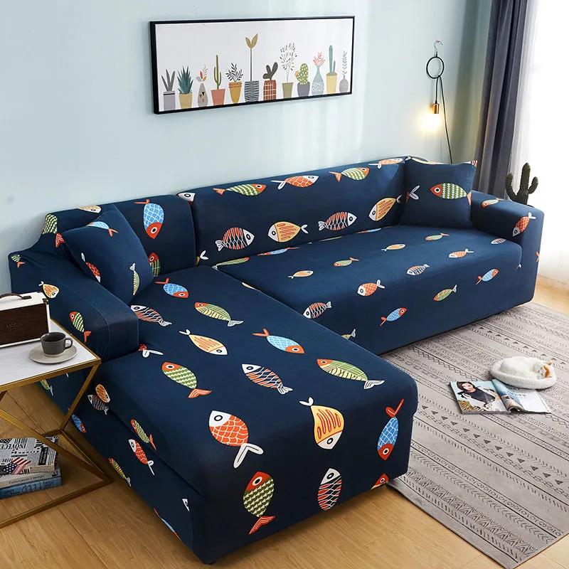 1/2/3/4 Seaters Sofa Slipcover Stretch Protector Soft Couch Cover Anti-Slip Elastic Furniture Covers With Pillowcase