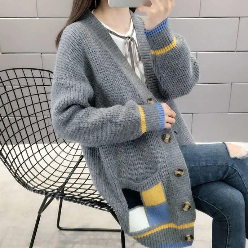 Women's Sweater Cardigan Large Size Mid-length Loose Knitted Coat Female Casual Autumn and Winter Coats