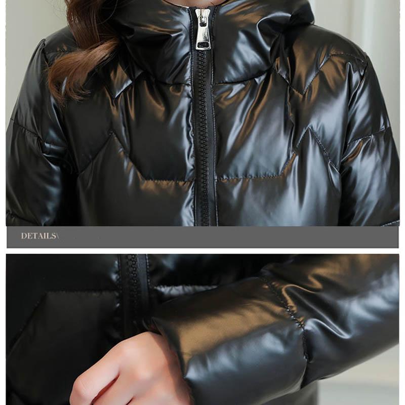 Disposable Glossy Down Padded Jacket Women's Mid-length Korean Slim Padded Jacket Jacket