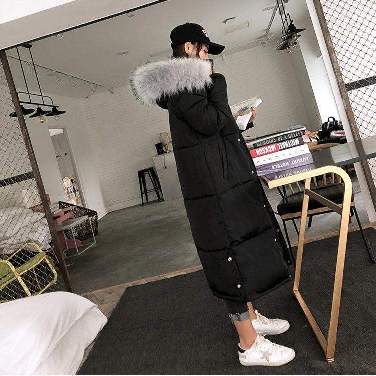 Over The Knee Long Women's Winter Padded Jacket Super Fire Student Forest Loose BF Cotton Jacket