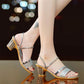 Summer Ladies Sandals and Slippers Thick Heel Mid-heel Fashion Sandals Open Toe Korean Sexy All-match Sandals Women