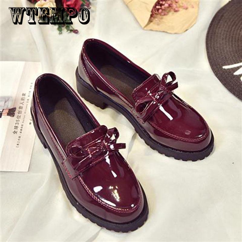 Oxfords Shoes Woman Brogue Shoes High Quality Leather Creepers British Style Buckle Strap Loafers