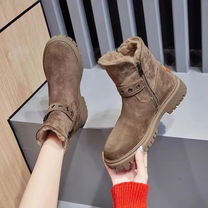 Winter Snow Boots Women's Fur One Warmth In Tube Shoes Plus Velvet Padded Non-slip Cotton Shoes for winter