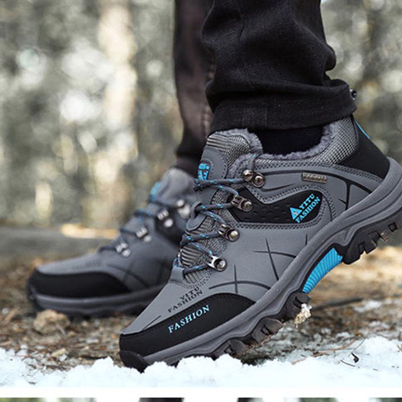 Men Winter Snow Boots Waterproof Leather Sneakers Super Warm Men's Boots Outdoor Male Hiking Boots Work Shoes