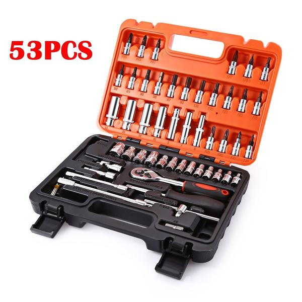 46 Pieces of Multifunctional Ratchet Wrench Socket Set Suitable for Car Bicycle and Motorcycle Repair Tools