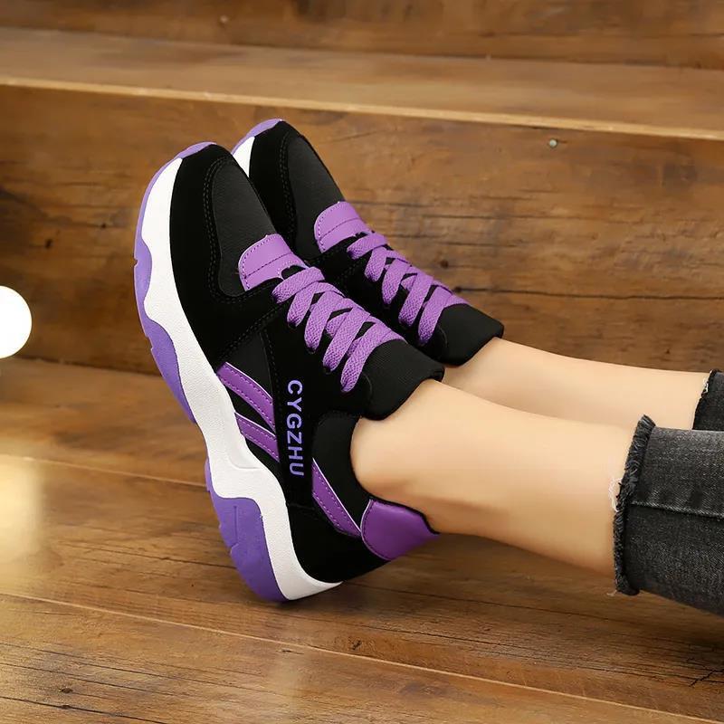 Spring and Autumn Women's Sneakers Female Versatile Breathable Running Shoes Anti Slip Contrast Color Flat Walking Shoes