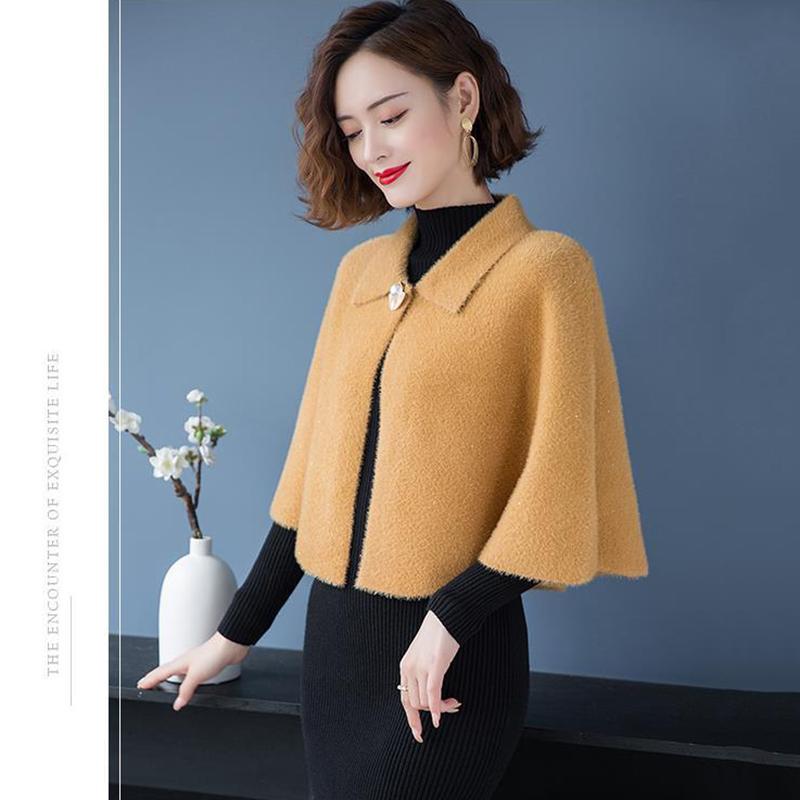 Cloak-style Outer Solid Color Shawl Jacket Women's All-match Cardigan with Temperament Shawl To Keep Warm and Comfortable