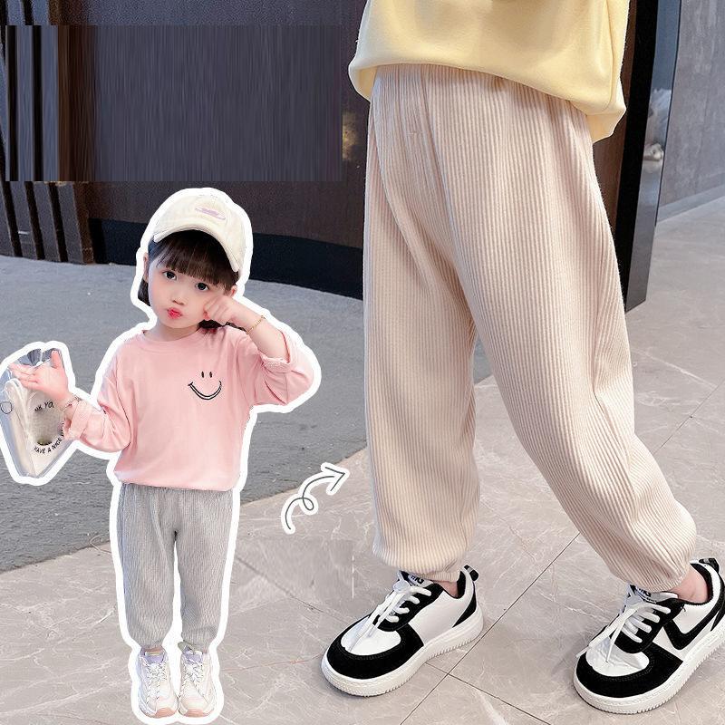 Children's Clothing Girls Pants Embroidery Cartoon Children's Sports Pants Spring and Autumn Casual Trousers