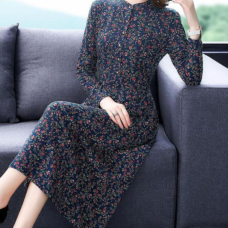 High-end Western Style Long-sleeved Dress Spring Autumn and Winter Middle-aged Women's Temperament Long Skirt