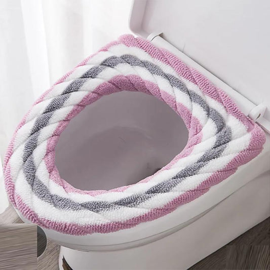 2PS Toilet Seat Cushion Household Toilet Seat Cushion Winter Thickened Plush Toilet Seat Cover Toilet Seat Washer Washable