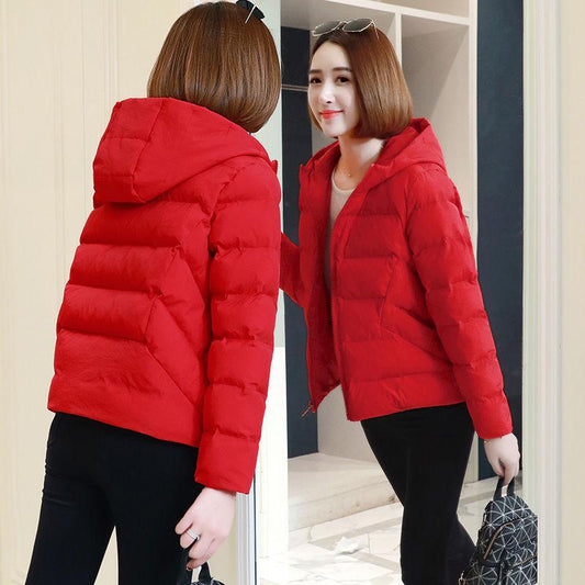 Autumn and Winter Fashion Plus Size Jacket Loose Wild Short Cotton Jacket Pure Color Simple Female Cotton Jacket