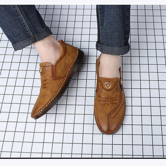 Men's Cowhide Leather Shoes Casual Slip-On Leather Shoes Genuine Leather Men's Shoes Driving Shoes Soft Sole Breathable Loafers