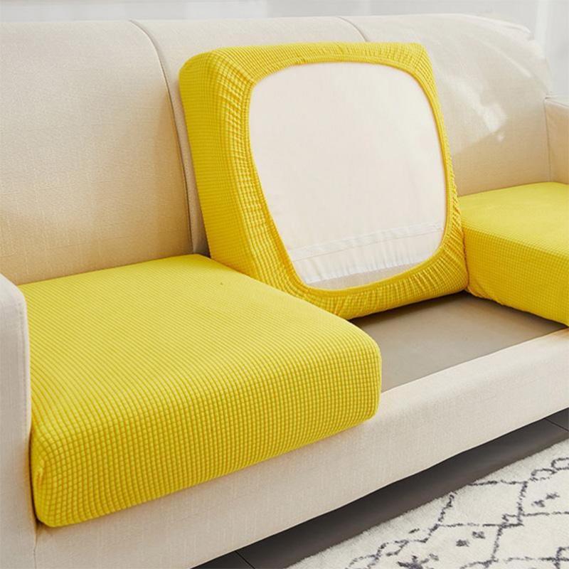 Sofa Seat Cushion Cover Chair Cover Pets Kids Furniture Protector Polar Fleece Stretch Washable Removable Slipcover 1/2/3 Seat