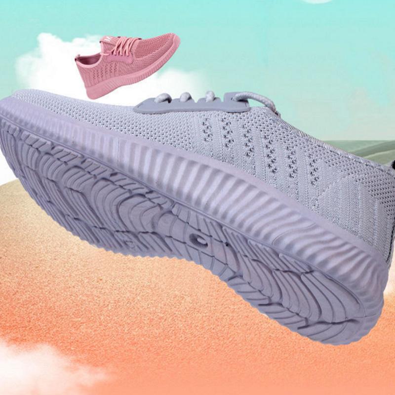 Women's Shoes Summer Sports and Leisure Flying Woven Flat Soft Sole Comfortable and Breathable Mesh Shoes