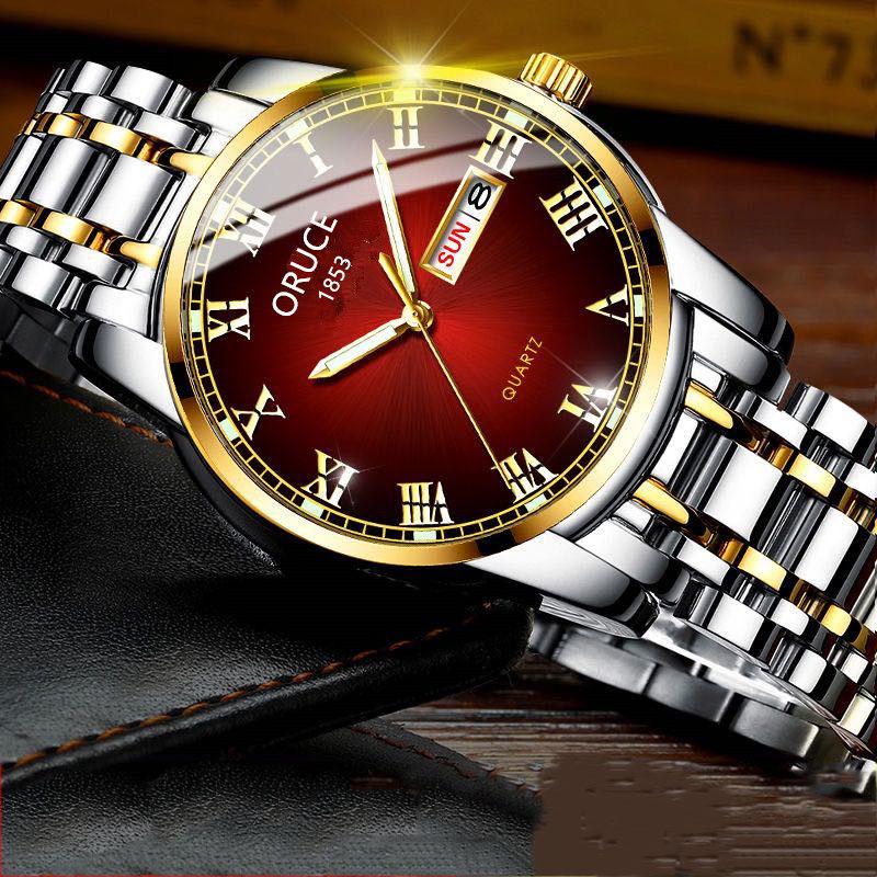 Men Quartz Watches Stainless Steel Band Business Watch Luminous Casual Wristwatch