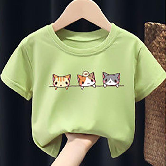 Summer Kids Cute Printing T Shirts Short Sleeve Tops Korean Style O-neck Loose T Shirts For Children Girls and Boys