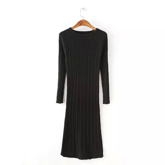 2019 Women fashion Twisted  Sweater Dress   Femme Long sleeve pullover Sweater Dresses