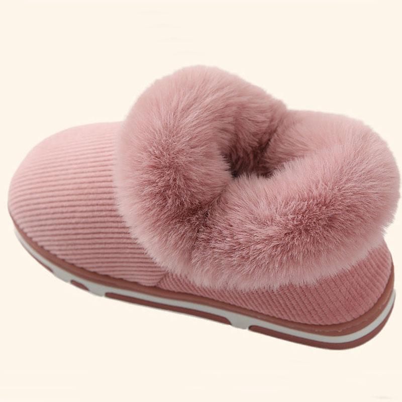 Men's Cotton Slippers Bag with Thickened Soft Bottom Non-slip Winter Home Warm Cotton Laces Heel Plush Cotton Shoes Women