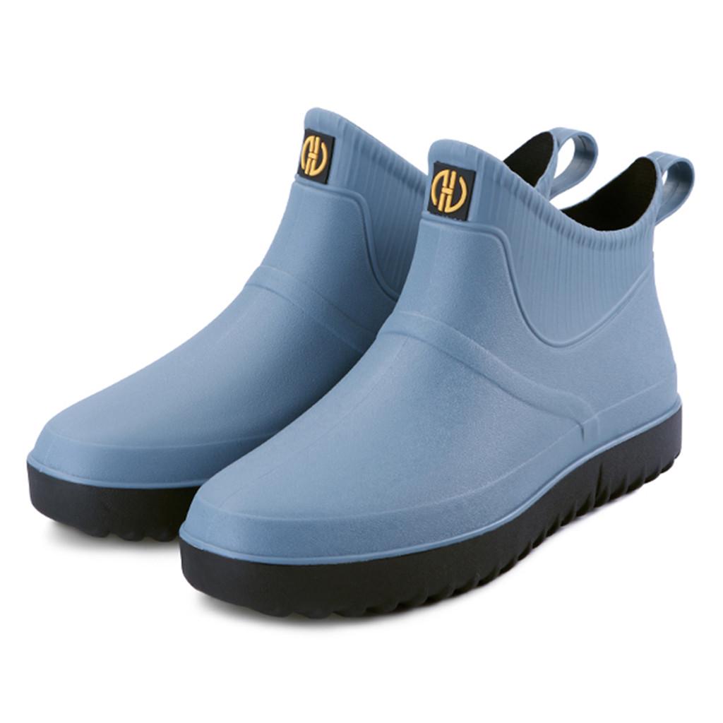 About1988 Men Fashion Casual Outdoor Waterproof Short Ankle Rain Boots Slip On Water Shoes