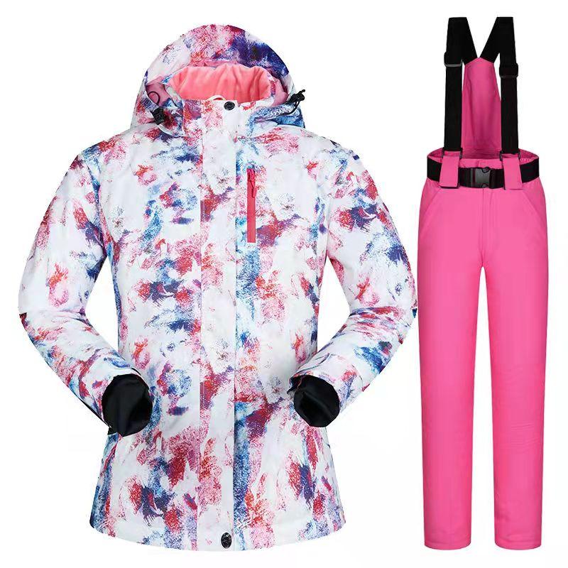 Winter Outdoor Ski Wear Women's Suit Waterproof Cotton Clothing Korean Single and Double Board Large Size Thickening Warm Snow Travel Suit