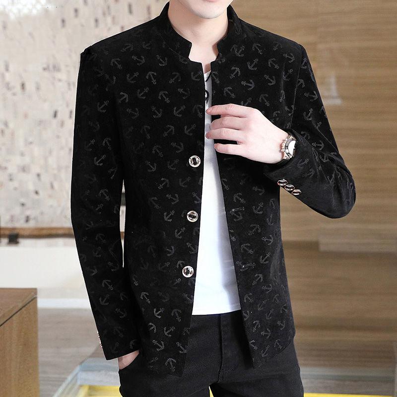 Fashion Men's Suit Korean Style Slim Casual Single Velvet Youth Suit