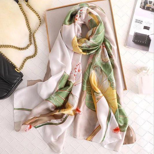 Women Vintage Printed Square Satin Scarf Scarves Neckerchief Shawl Wrap