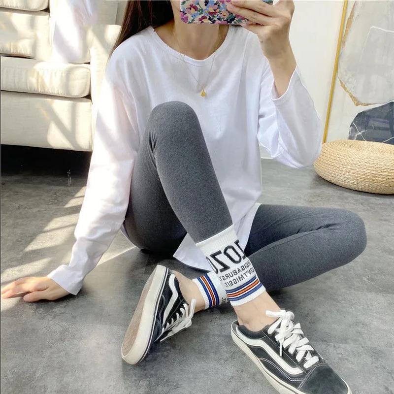 Ladies Cotton Leggings Korean Version Plus Velvet Tight-fitting Outerwear Elastic High Waist Thin Section Autumn and Winter Trousers Slim Pencil Pants