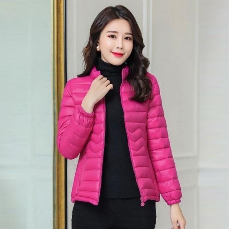 Women's Shiny Short Down Jacket Winter Korean Style Loose Quilted Jacket Casual Stand-collar Padded Jacket