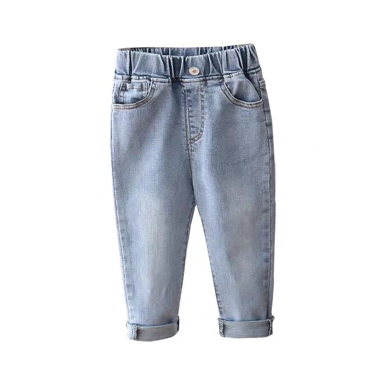 Children's Pants Stretch Jeans Korean Style High Waist Slim Trousers Feet Pants Boys and Girls Jeans