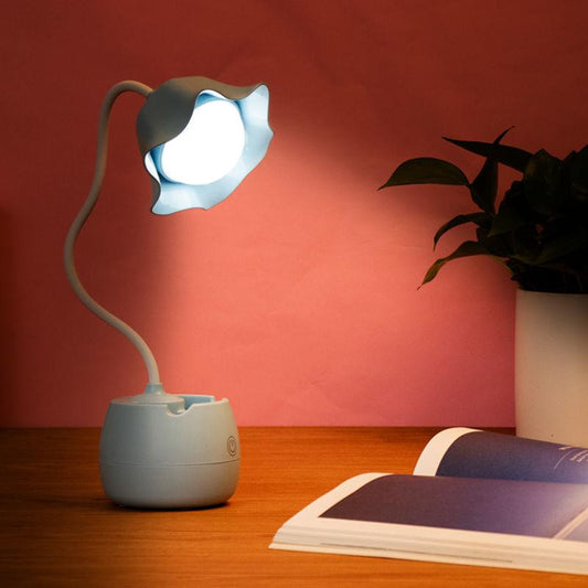 LED Desk Lamp Eye Protection Learning Cute Petal Type Dormitory USB Charging Plug-in Learning Lamp Reading Bedroom Bedside Lamp