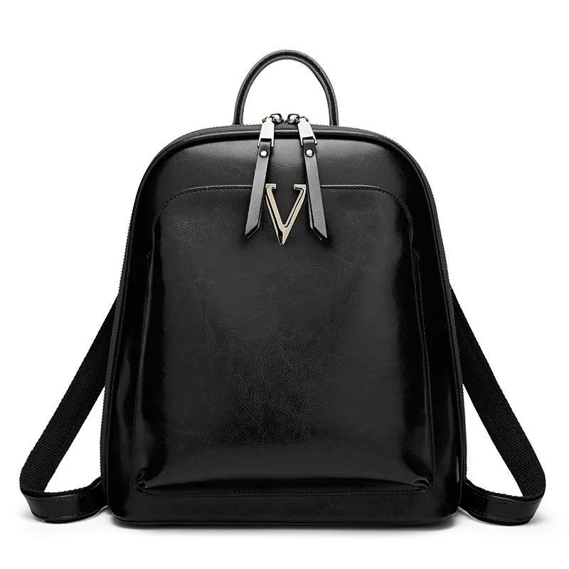 Real Genuine Leather Backpack Casual Multilayer Large Capacity College Elegant High Quality Shopping Travel