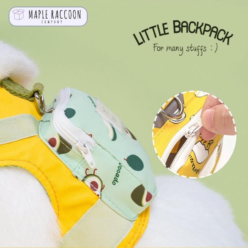 Japanese Style Cute Cat Harness Pet Leash with A Tiny Backpack 4 Patterns Are Available