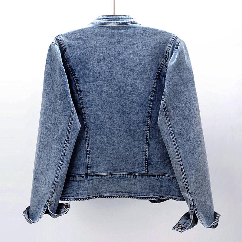 Autumn 2021 Chinese Style Embroidered Stretch Denim Jacket Women's Short Jacket Loose Retro