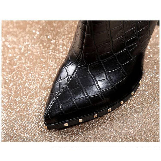 Autumn Winter Women's High Heels Ankle Boots Chelsea Boots Fashion Woman Shoes Pointed Martin Boots