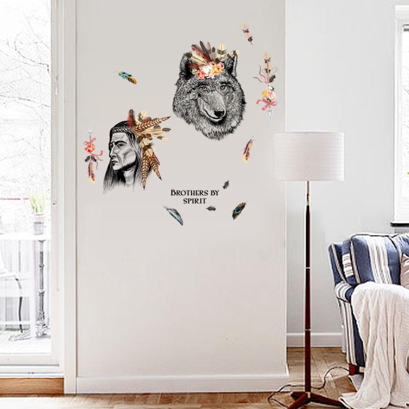 European American simple personality characters bear wall stickers brothers spirit wallpaper